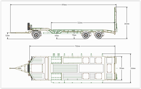 FM 3-Achs-Schwerlast-Tieflader mit Radaussparungen